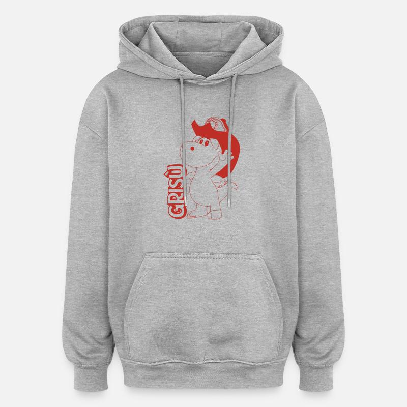 Grisù Il Piccolo Drago Con Casco E Logo Pompiere - Felpa con cappuccio unisex oversize - grigio melange