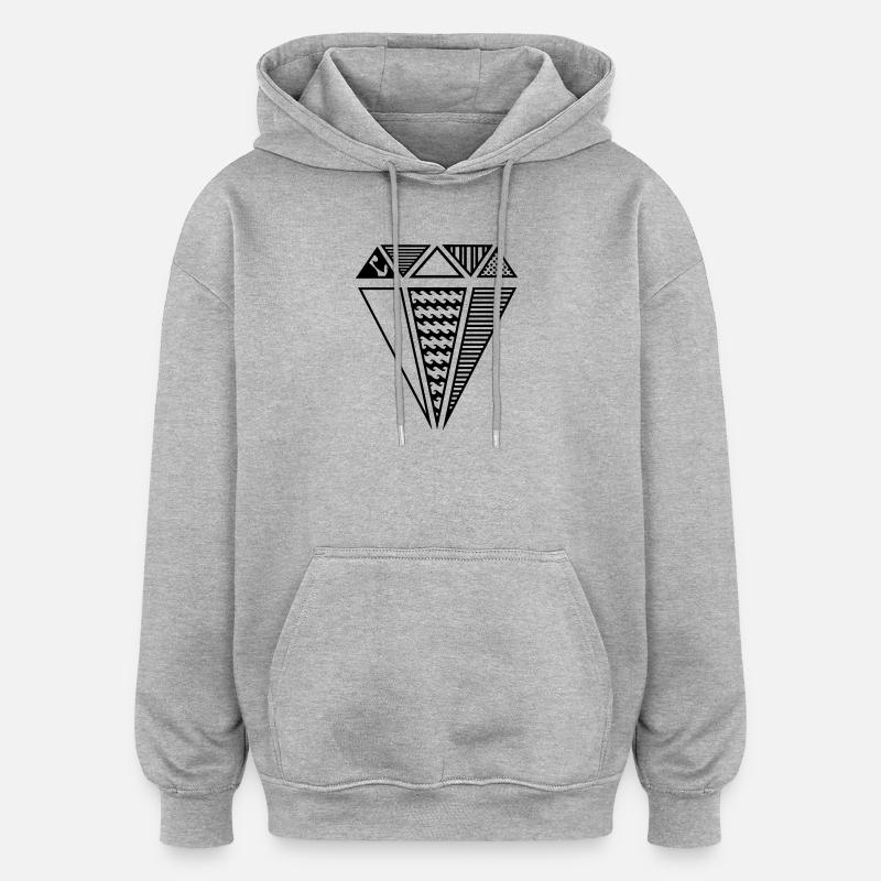 Diamant mit Muster - Oversized Unisex Hoodie - Grau meliert