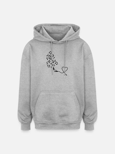 Kopfhörer mit Noten - Oversized Unisex Hoodie - Grau meliert