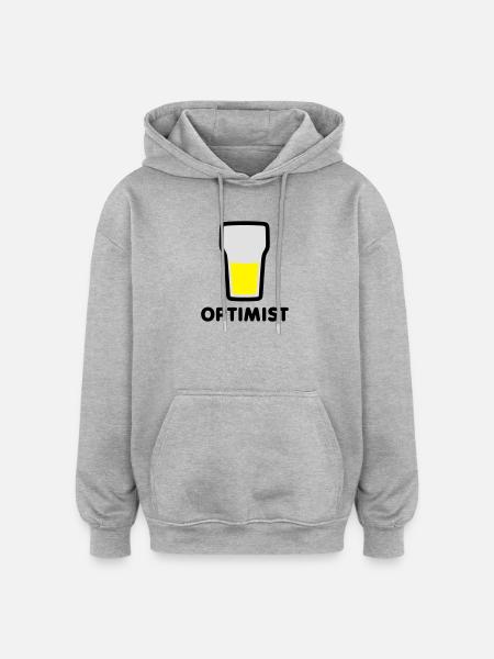 Het glas is half vol - Oversized uniseks hoodie - grijs gemêleerd
