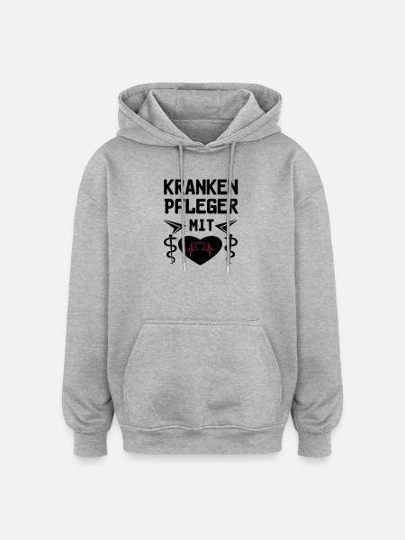 Krankenpfleger mit Herz Geschenk - Oversized Unisex Hoodie - Grau meliert