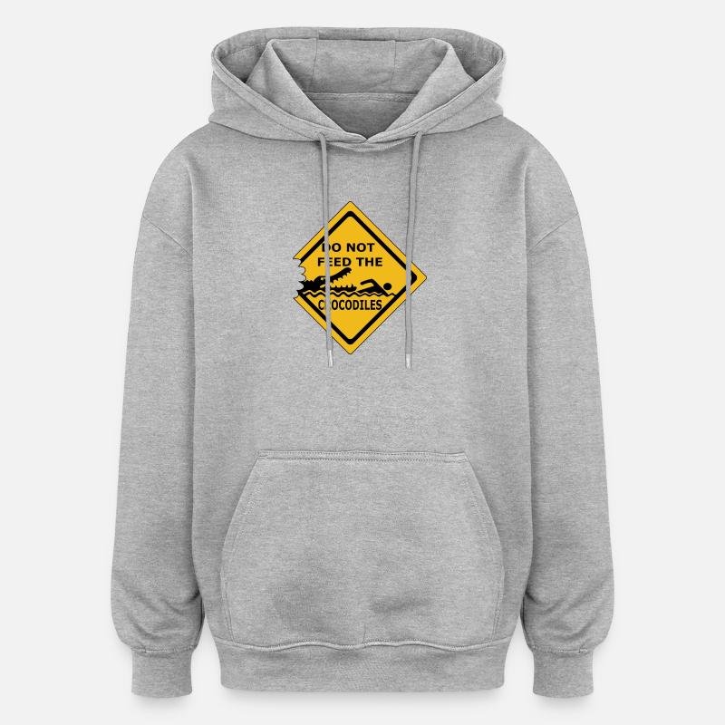 Füttern Sie keine Krokodile - Oversized Unisex Hoodie - Grau meliert