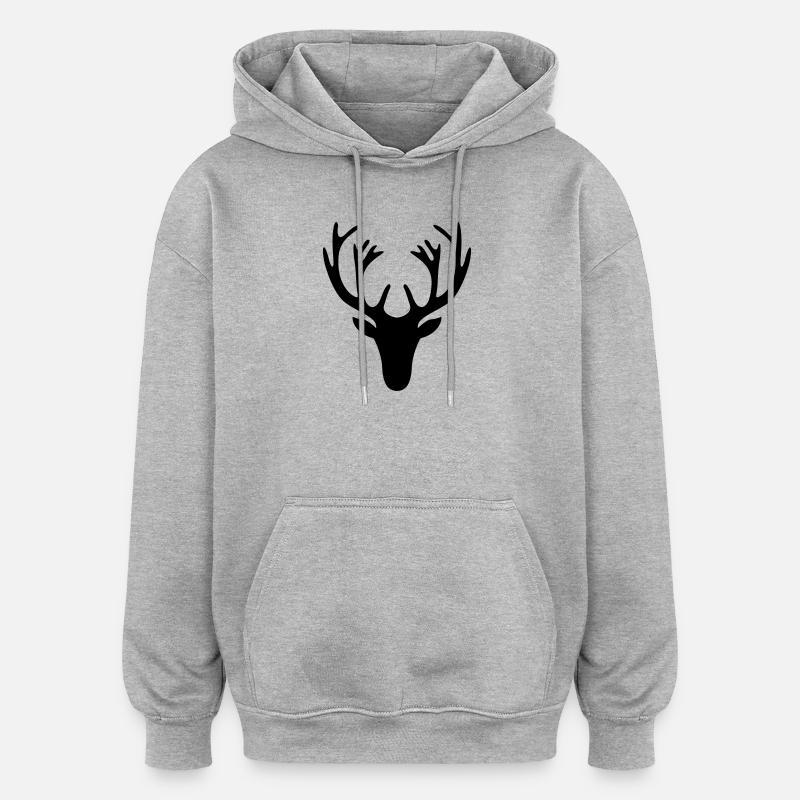 Hirschgeweih - Oversized Unisex Hoodie - Grau meliert
