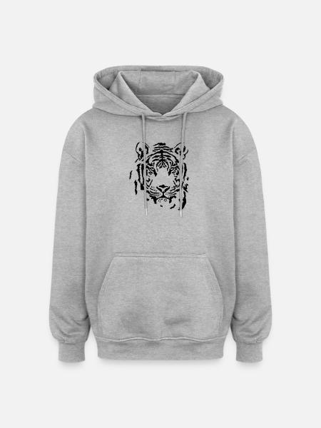 tiger - Oversized Unisex Hoodie - heather grey