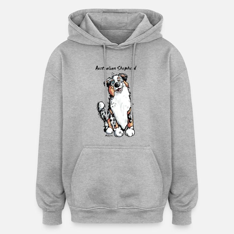 Witziger Australian Shepherd - Oversized Unisex Hoodie - Grau meliert