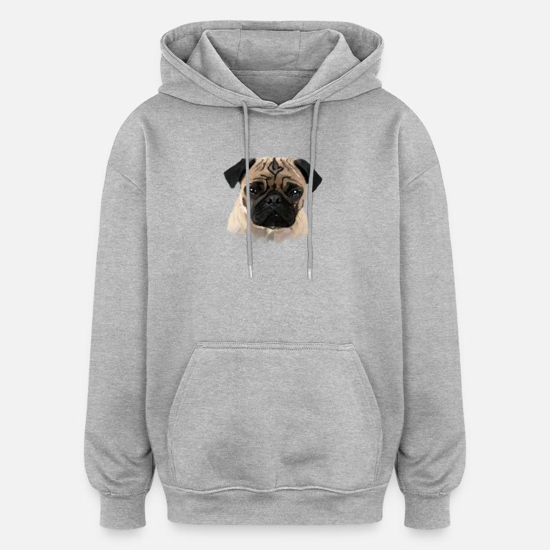 mops - Sweat à capuche oversize unisexe - gris chiné