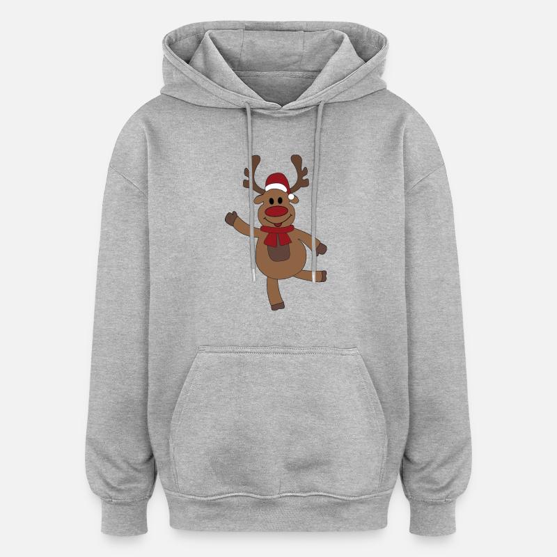 Noël - Sweat à capuche oversize unisexe - gris chiné