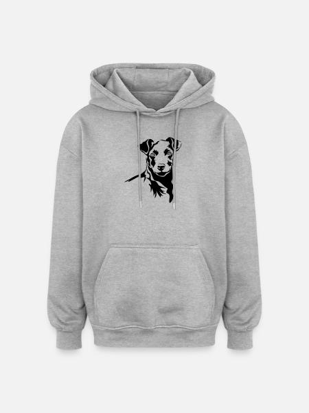 Patterdale Terrier head - Oversized Unisex Hoodie - heather grey