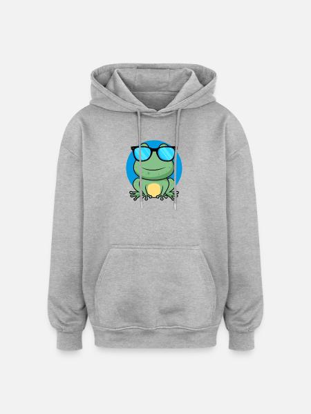 Cool Frog - Oversized Unisex Hoodie - heather grey