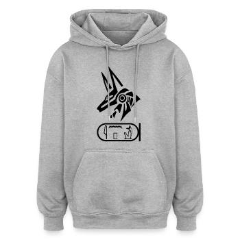 God Anubis (black) - Oversized Unisex Hoodie - heather grey - Front - Noah (186cm)