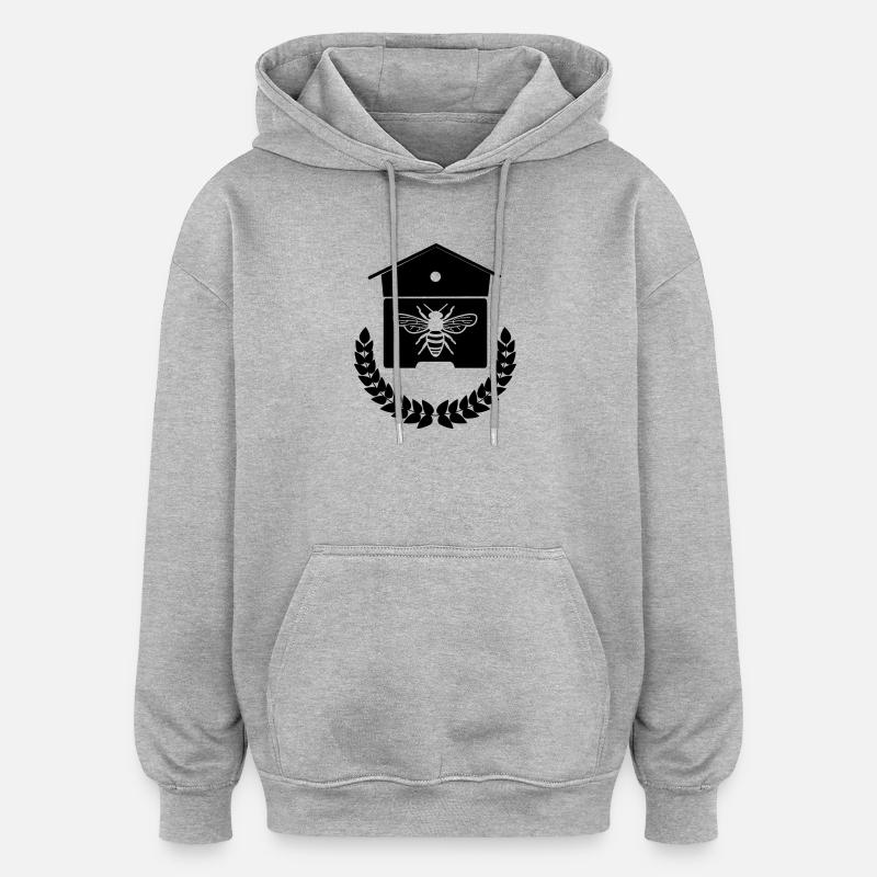 Maison d’abeilles ou nid d’abeilles - Sweat à capuche oversize unisexe - gris chiné