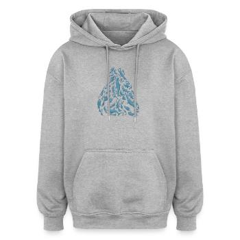 Créatures sous-marines - Sweat à capuche oversize unisexe - gris chiné - Devant - Noah (186cm)