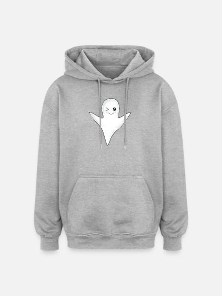Kawaii Ghost Ghost Halloween Halloween Costume - Oversized Unisex Hoodie - heather grey