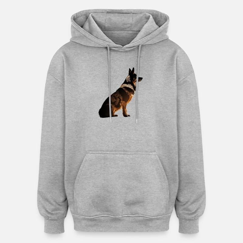 Chien - Sweat à capuche oversize unisexe - gris chiné