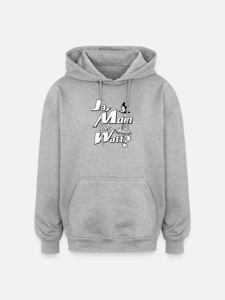 Ja Moin oder Watt? - Sweat à capuche oversize unisexe - gris chiné