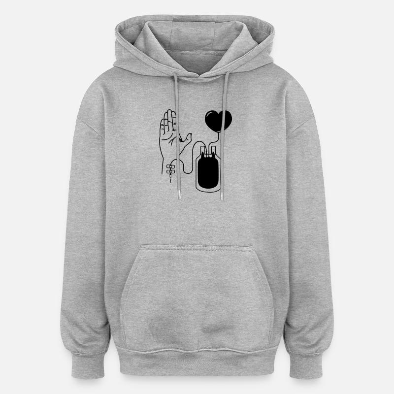 Donner du sang - Sweat à capuche oversize unisexe - gris chiné
