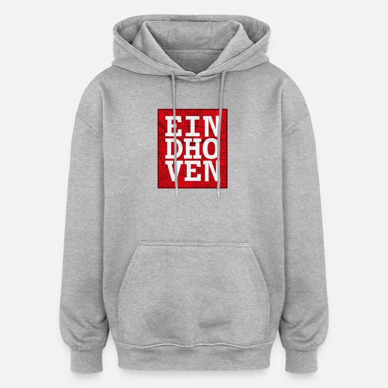 Eindhoven Großbuchstaben auf Stadtplan - Oversized Unisex Hoodie - Grau meliert