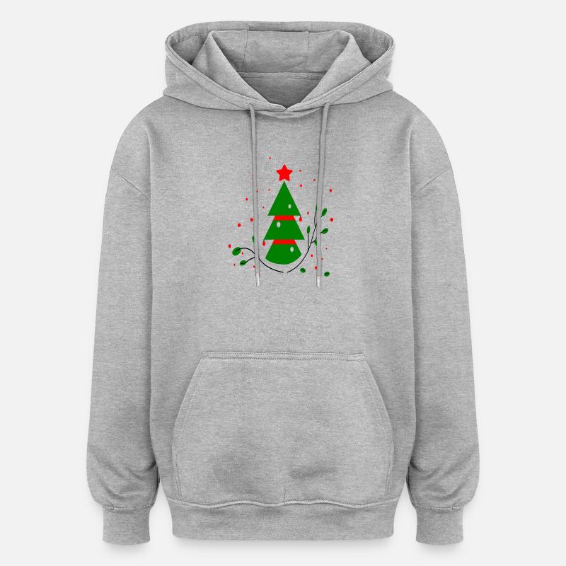 Weihnachten, Tannenbaum - Oversized Unisex Hoodie - Grau meliert