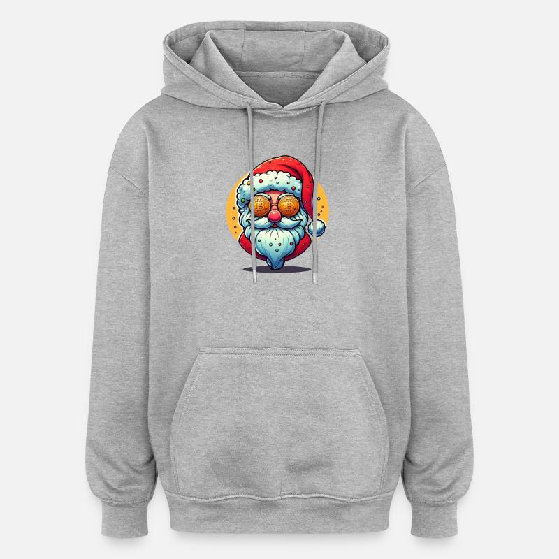 Crypto Claus - Sweat à capuche oversize unisexe - gris chiné