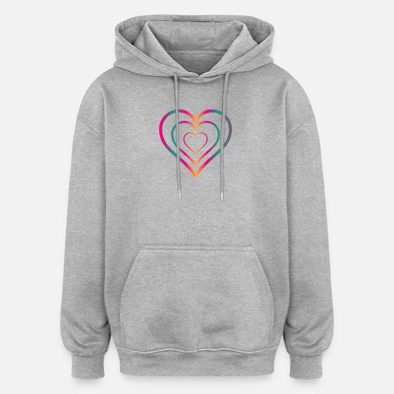 HERZ - Oversized Unisex Hoodie - Grau meliert