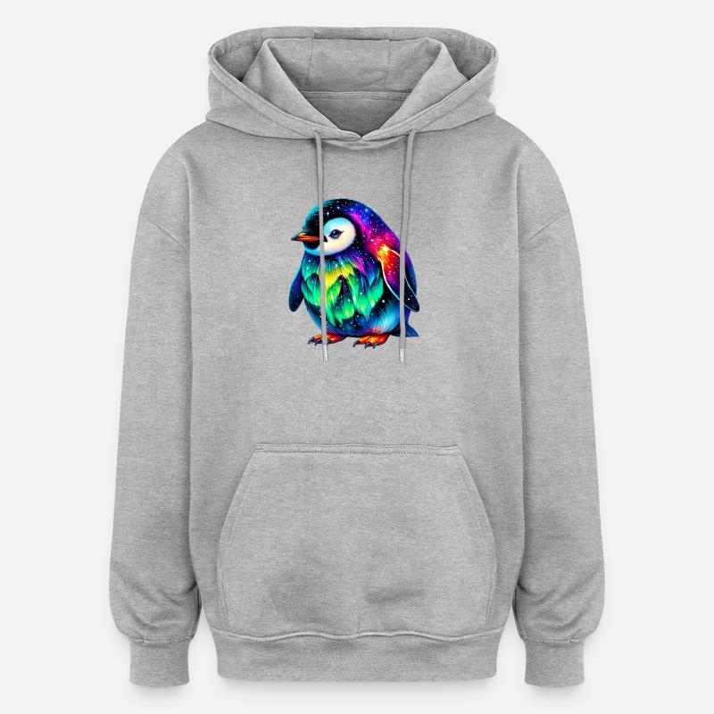 Manchot aurore boréale - Sweat à capuche oversize unisexe - gris chiné