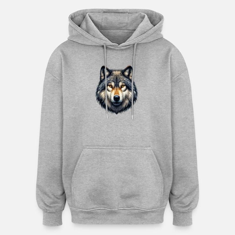 Loup - Sweat à capuche oversize unisexe - gris chiné