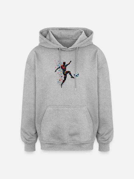 dynamic soccer player playing soccer - Oversized Unisex Hoodie - heather grey
