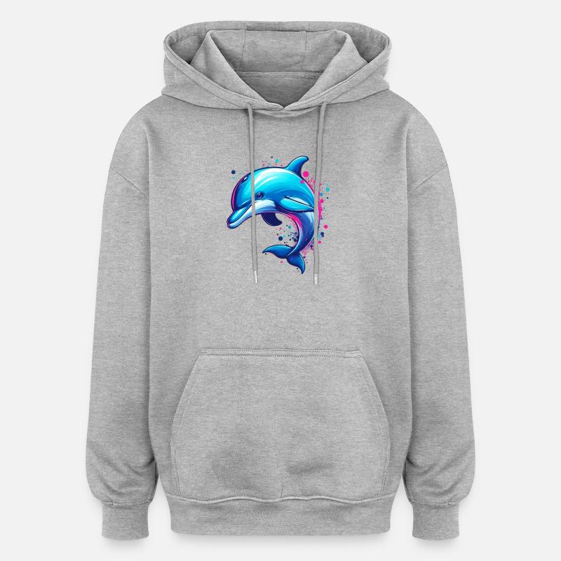 Dolphin - Oversized Unisex Hoodie - heather grey