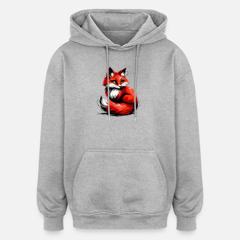 Renard - Sweat à capuche oversize unisexe - gris chiné