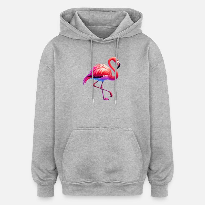 Flamant - Sweat à capuche oversize unisexe - gris chiné