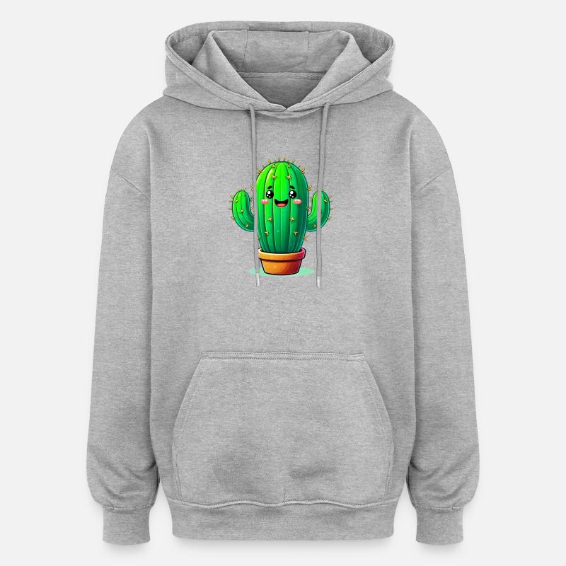 Kaktus - Oversized Unisex Hoodie - Grau meliert