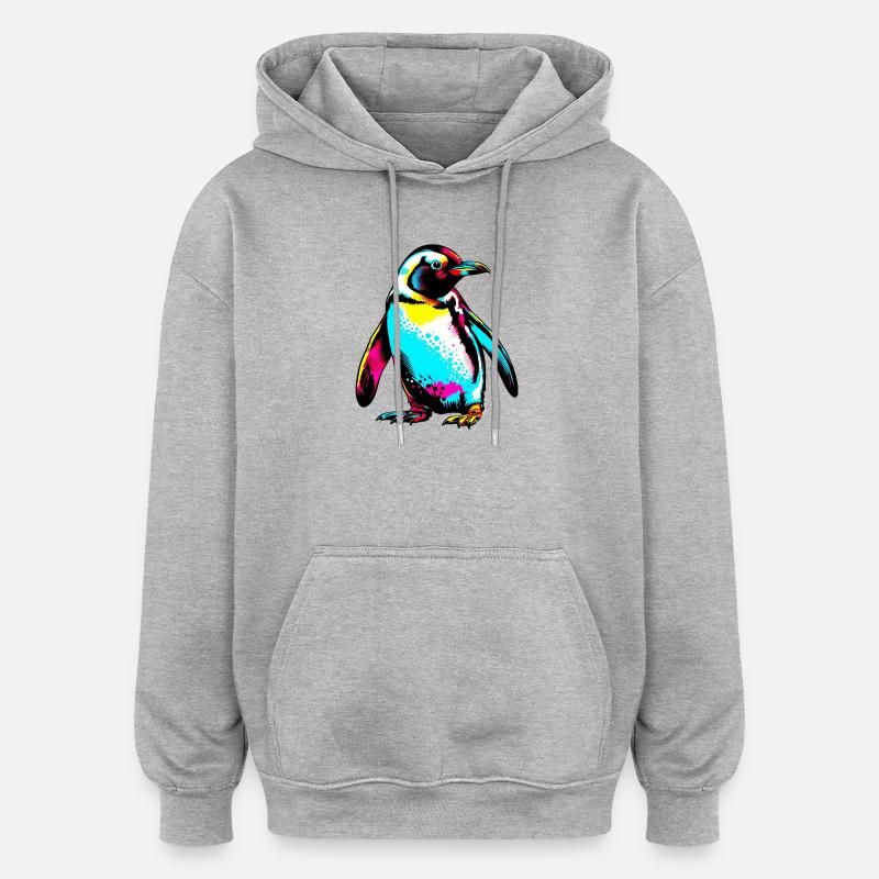 Pingouin - Sweat à capuche oversize unisexe - gris chiné