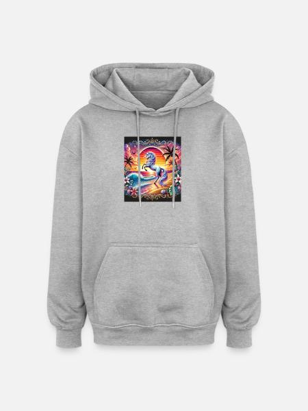 Sonnenuntergangsross am Tropenstrand - Oversized Unisex Hoodie - Grau meliert