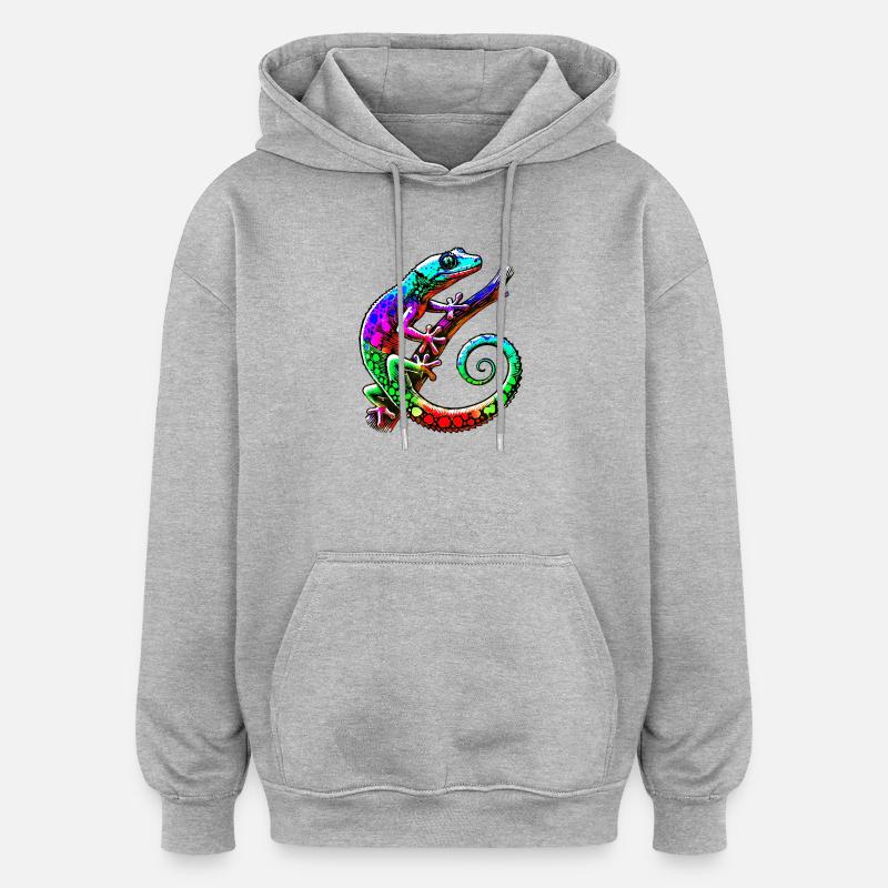 Gecko - Sweat à capuche oversize unisexe - gris chiné