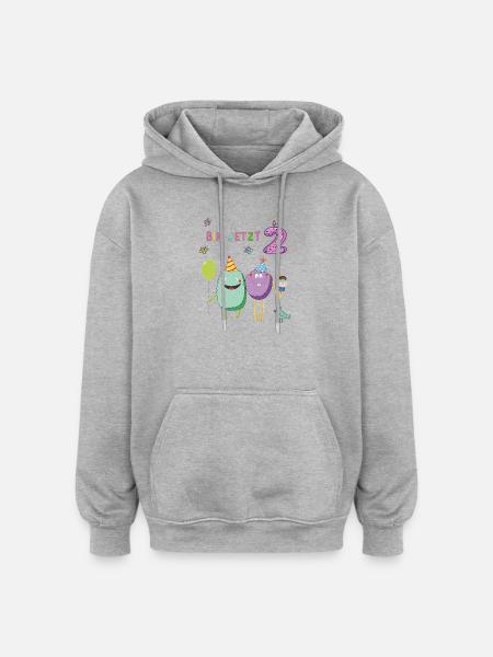 Fille d’anniversaire - Sweat à capuche oversize unisexe - gris chiné