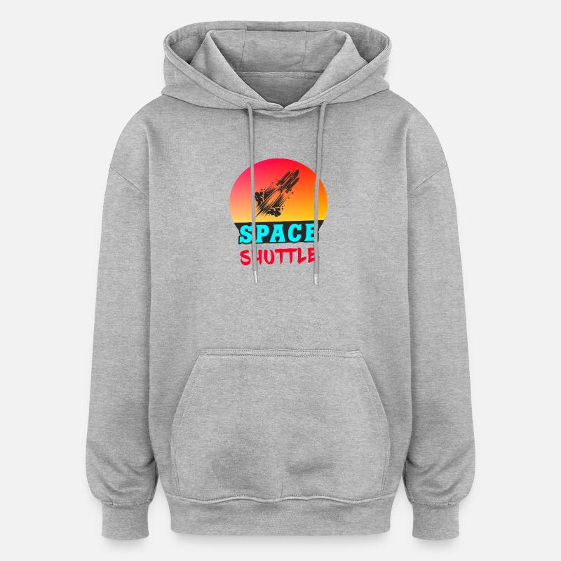 Space Shuttle Sunset Design - Oversized Unisex Hoodie - heather grey