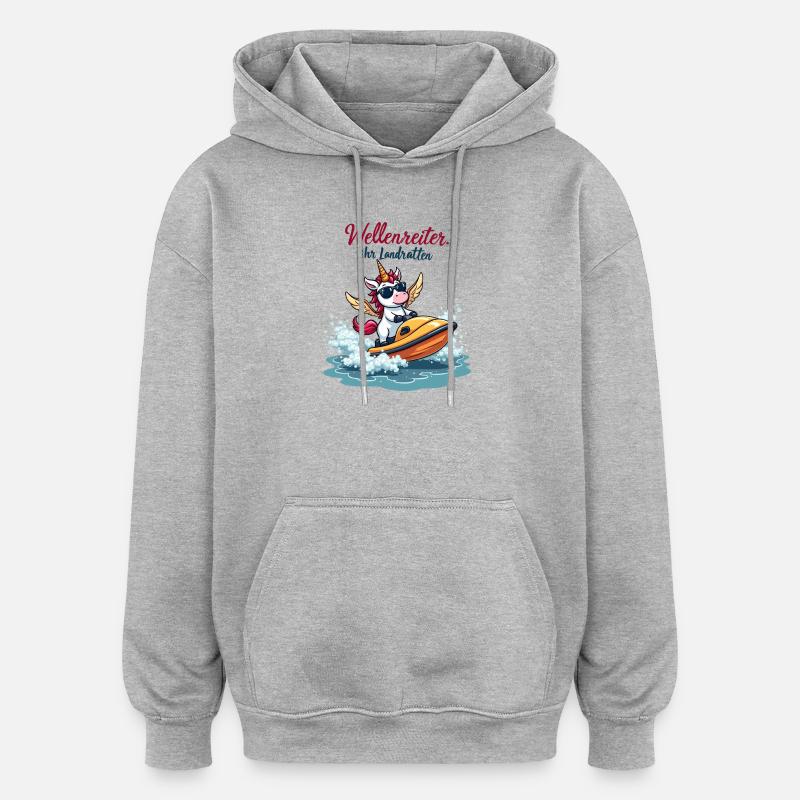 Surfeur Licorne - Sweat à capuche oversize unisexe - gris chiné