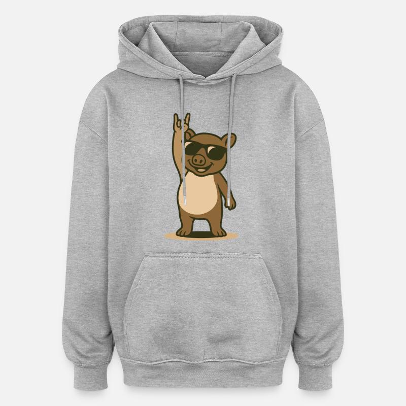 Tapir à bascule bébé - Sweat à capuche oversize unisexe - gris chiné