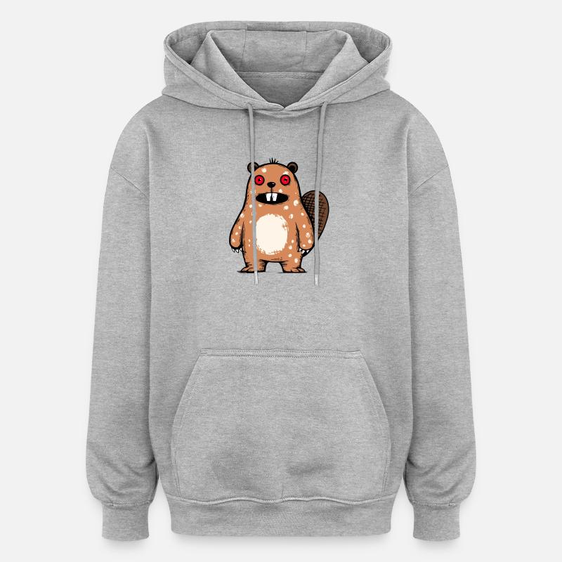 Castor - Sweat à capuche oversize unisexe - gris chiné