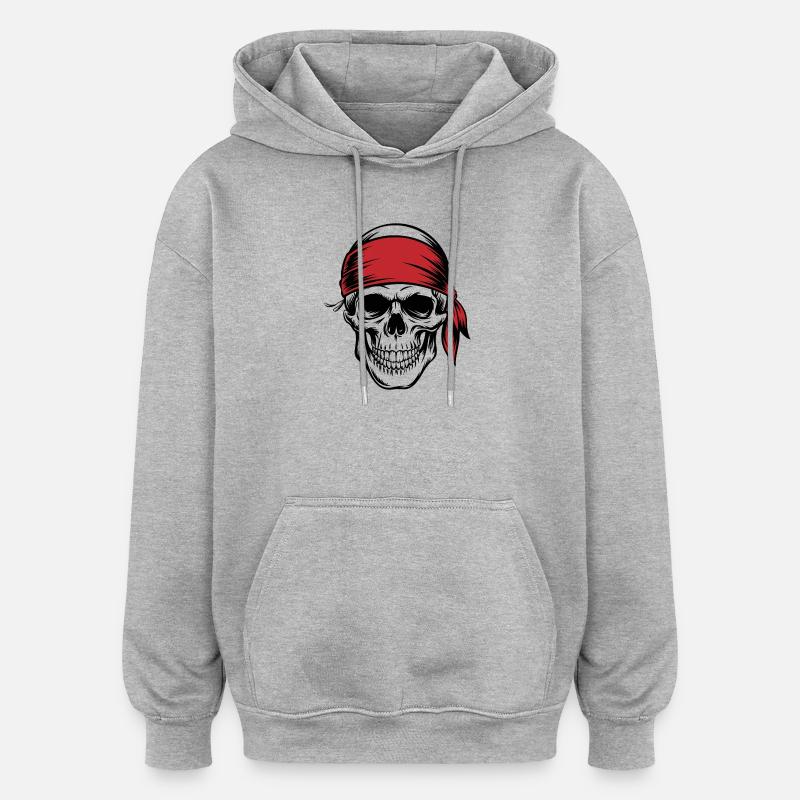 Crâne de pirate - Sweat à capuche oversize unisexe - gris chiné