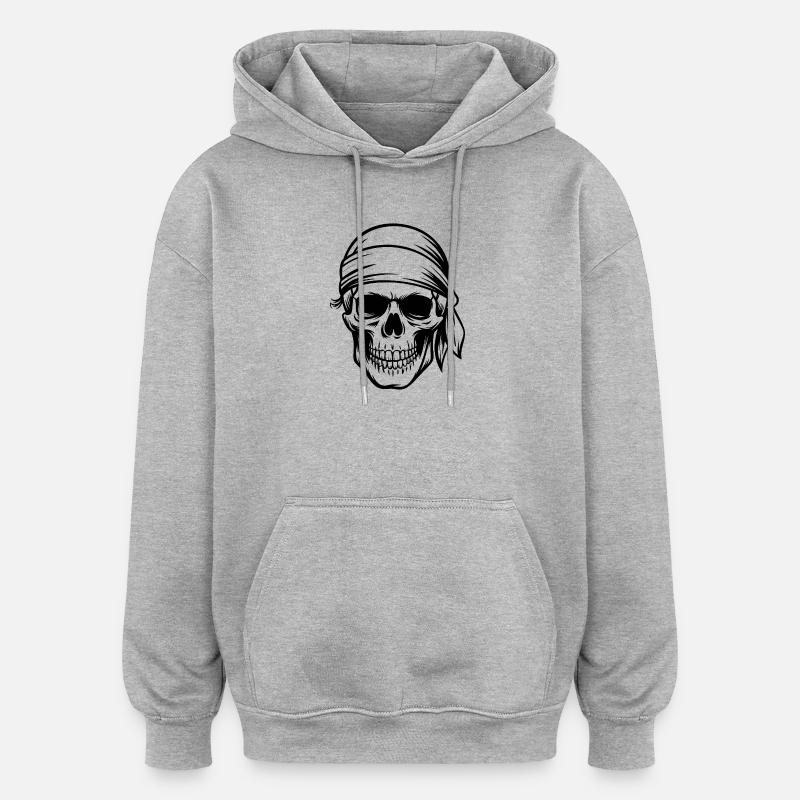 Crâne de pirate - Sweat à capuche oversize unisexe - gris chiné