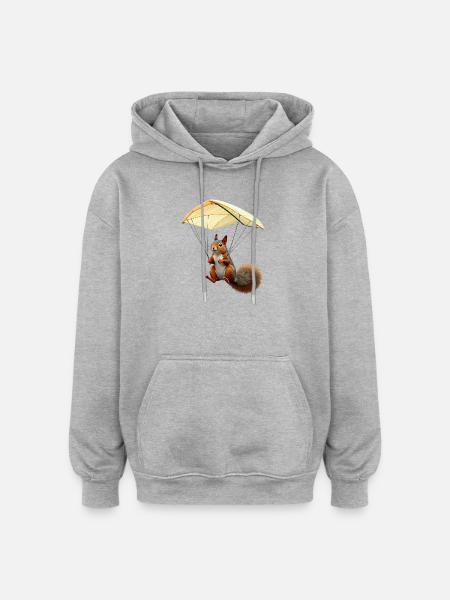 Flying Squirrel - Oversized Unisex Hoodie - heather grey