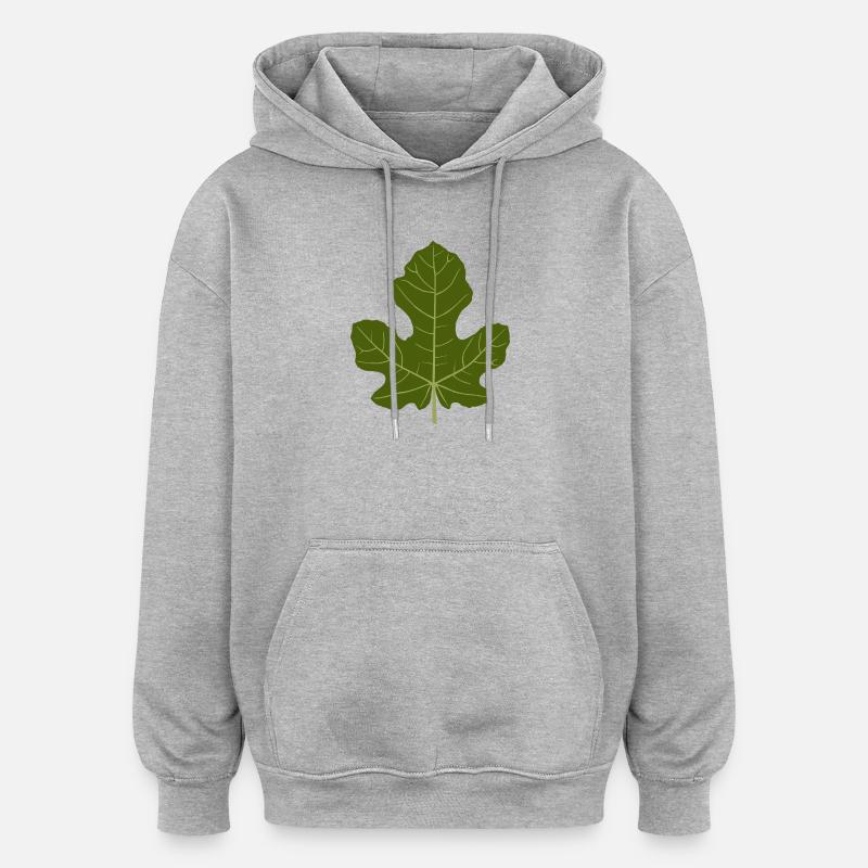 Figuier Vert Feuille Nature Design - Sweat à capuche oversize unisexe - gris chiné