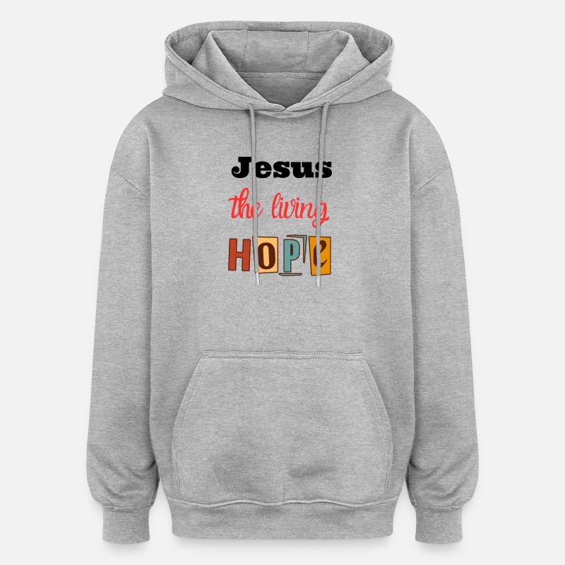 Joie de vivre Hope Design - Sweat à capuche oversize unisexe - gris chiné
