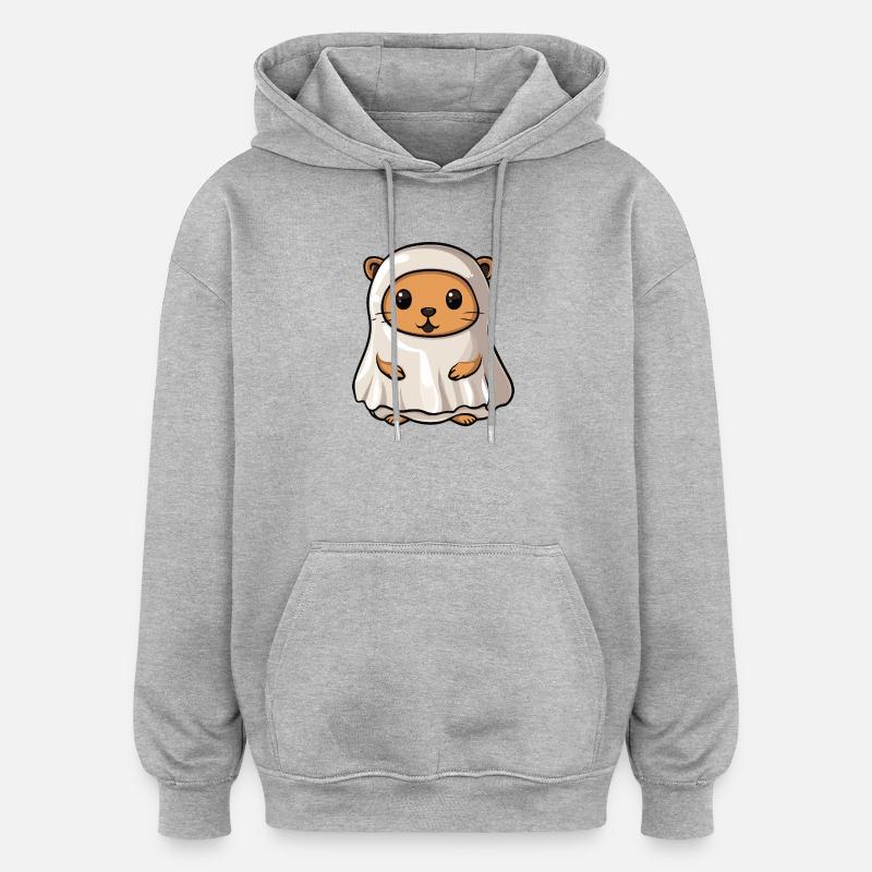 Beaver Halloween Ghost - Oversized Unisex Hoodie - heather grey