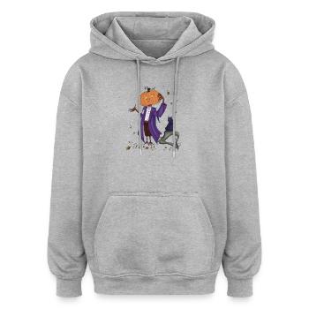 Citrouille fringante en manteau violet - Sweat à capuche oversize unisexe - gris chiné - Devant - Noah (186cm)