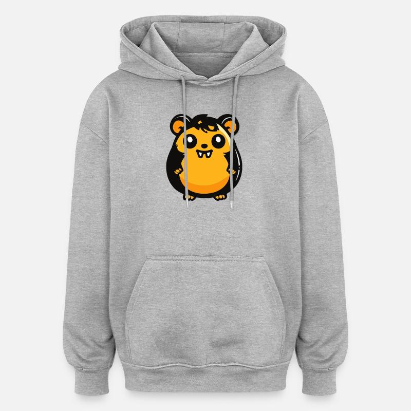 Hamster Zombie d'Halloween - Sweat à capuche oversize unisexe - gris chiné