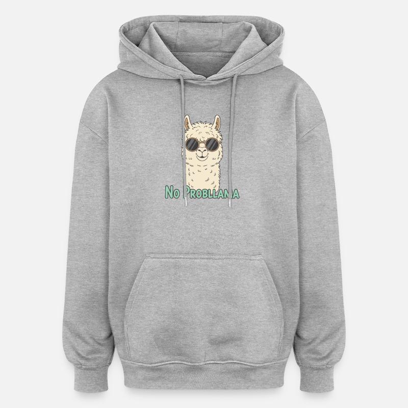 Non ProbLLama Lunettes de soleil Llama - Sweat à capuche oversize unisexe - gris chiné