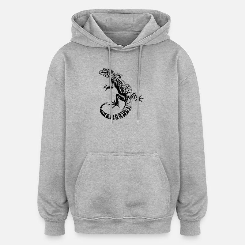 Leopardgecko - Oversized Unisex Hoodie - Grau meliert