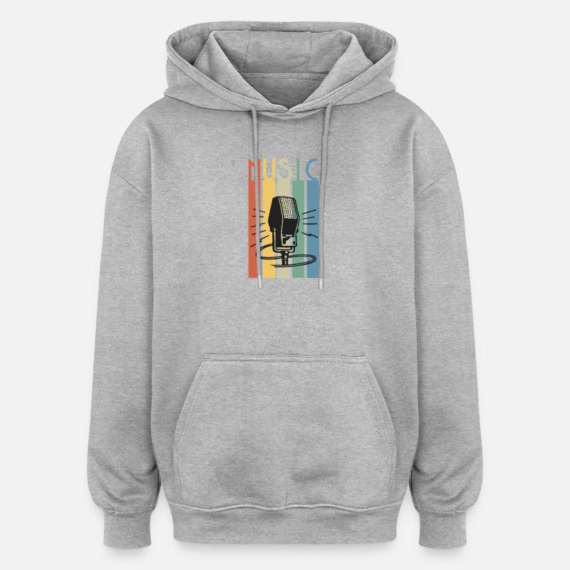 Bande musicale de microphone rétro - Sweat à capuche oversize unisexe - gris chiné